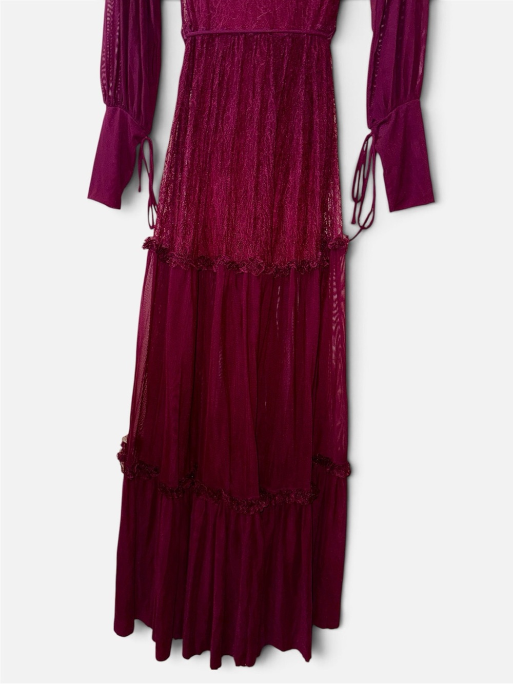 BlackMilk Burgundy Lace Maxi Dress Midnight Ritual Sheer Mesh Long Sleeve M NWOT - Picture 8 of 12